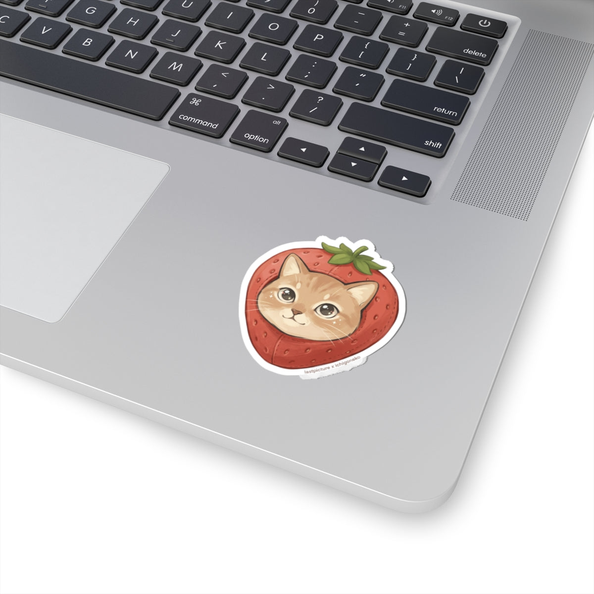 Cute Cat Strawberry Sticker — Kiss-Cut Vinyl Laptop Decal