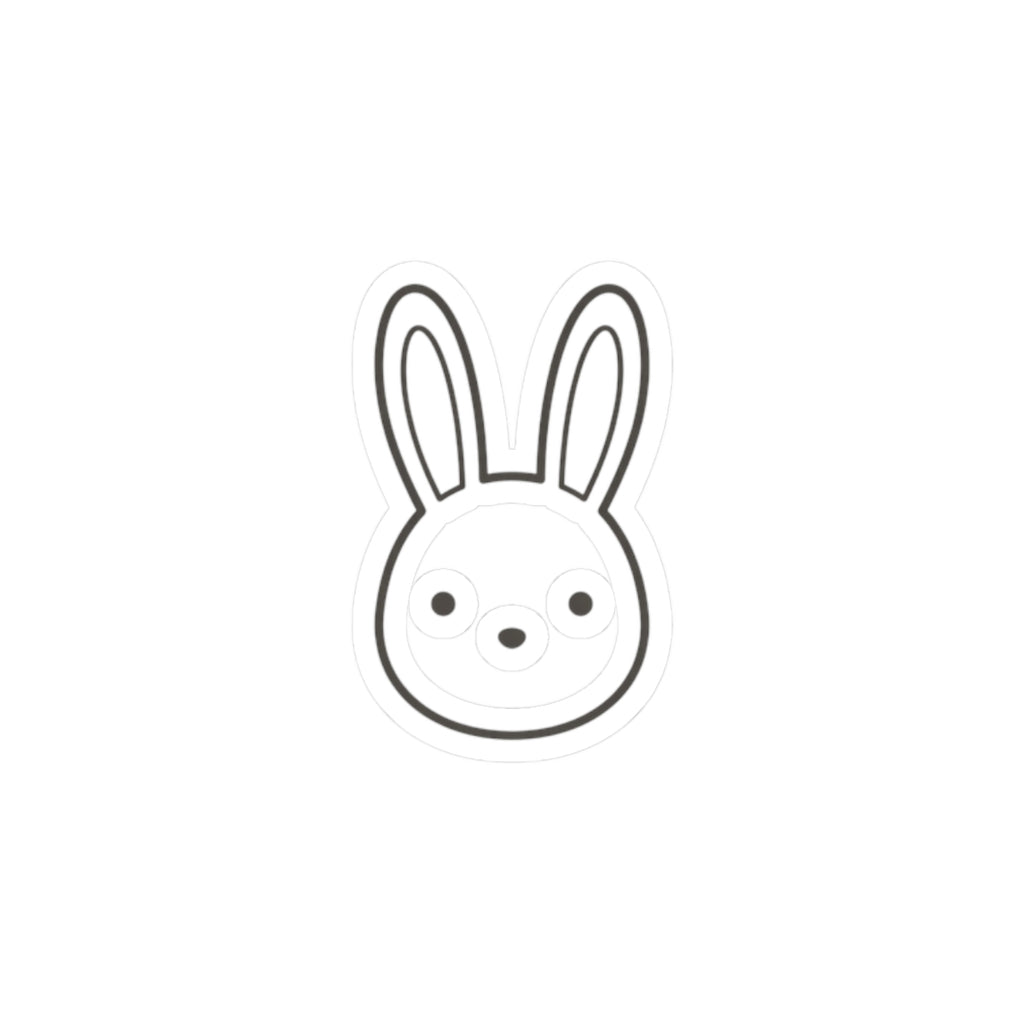 Bunny Face Kiss-Cut Sticker — Cute Minimal Rabbit Laptop Decal