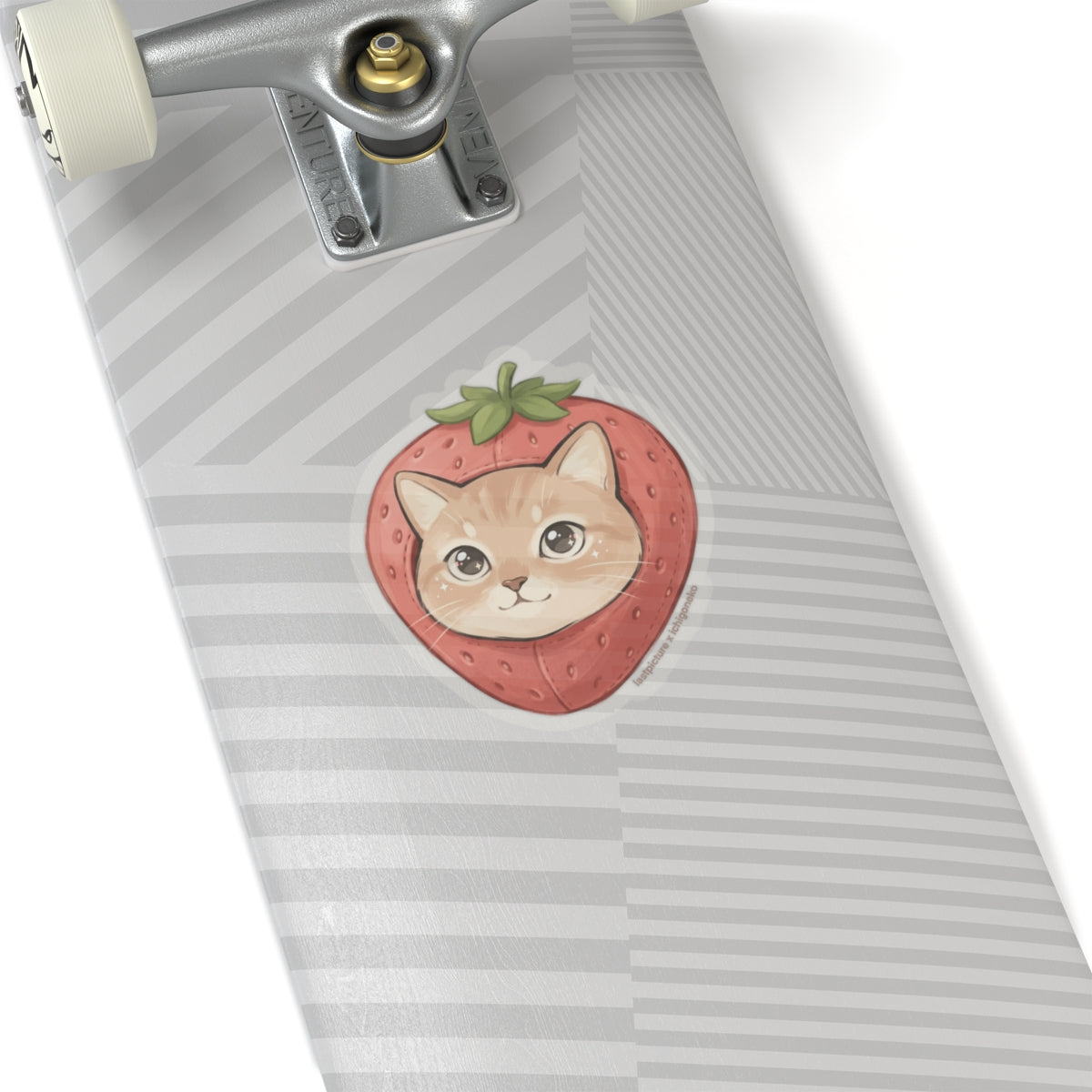 Cute Cat Strawberry Sticker — Kiss-Cut Vinyl Laptop Decal