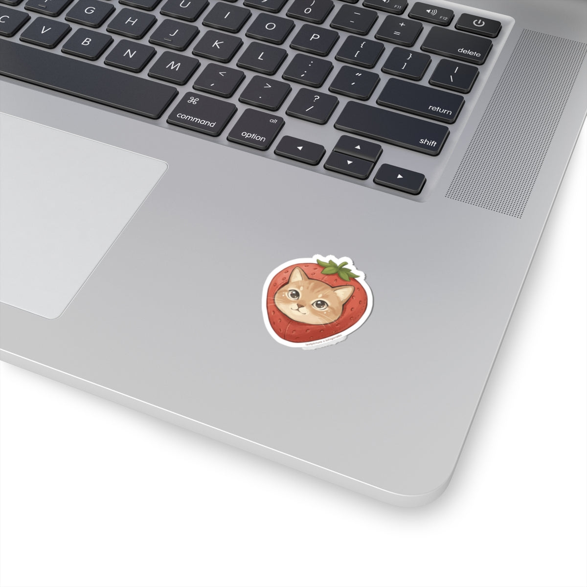 Cute Cat Strawberry Sticker — Kiss-Cut Vinyl Laptop Decal