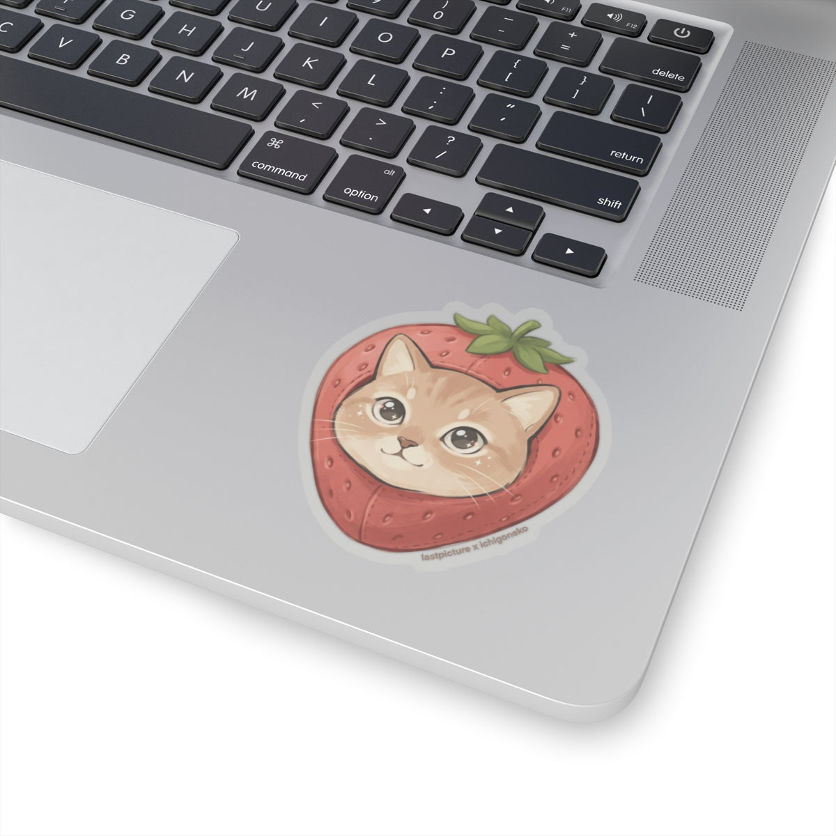 Cute Cat Strawberry Sticker — Kiss-Cut Vinyl Laptop Decal