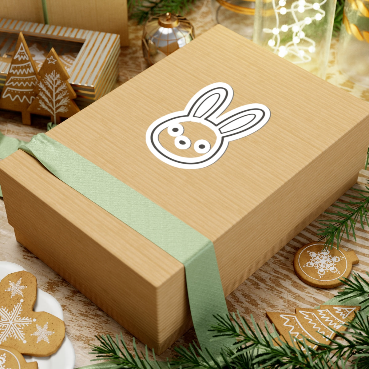 Bunny Face Kiss-Cut Sticker — Cute Minimal Rabbit Laptop Decal