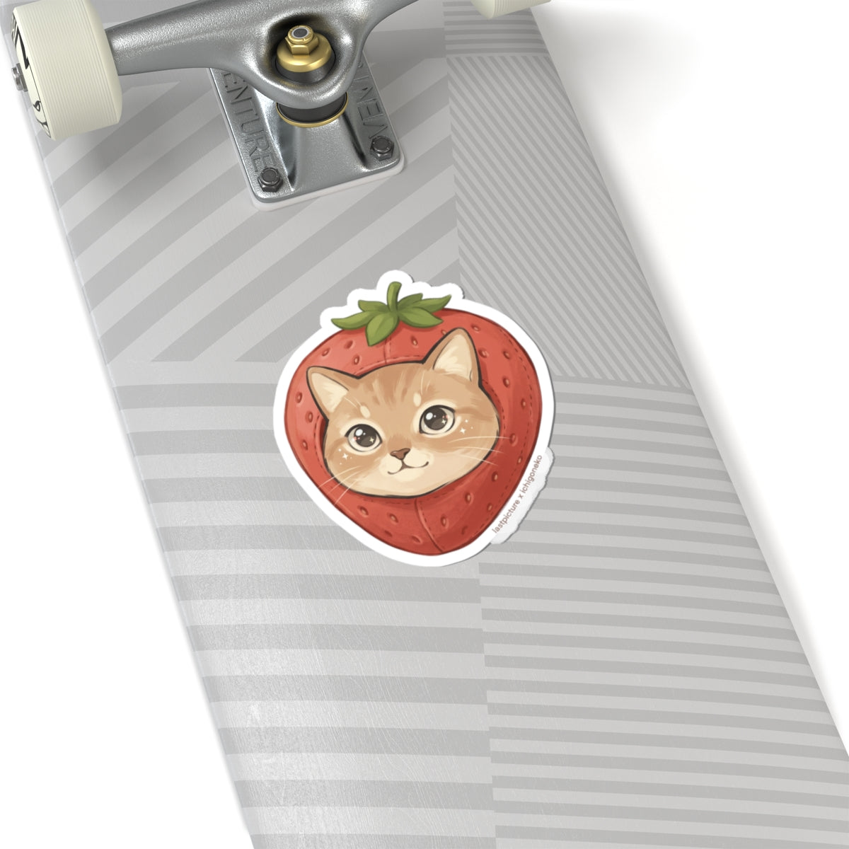 Cute Cat Strawberry Sticker — Kiss-Cut Vinyl Laptop Decal