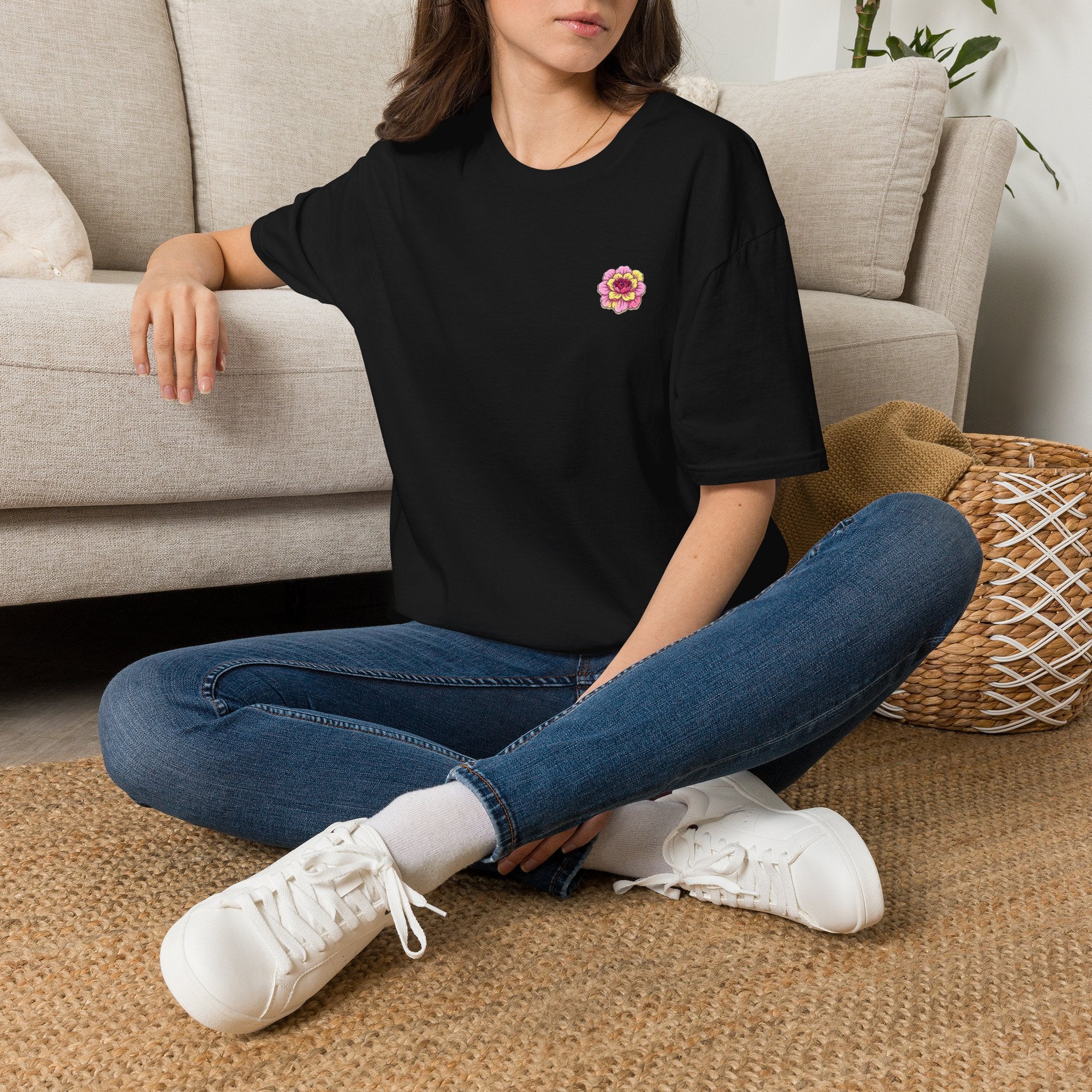 Floral Heart Bloom T‑Shirt  Pink Flower Design